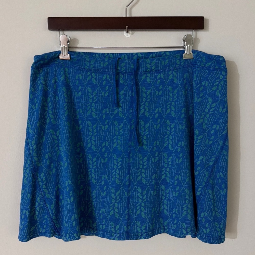 Toad&Co Chaka Skort Blue Leaf Print Active Hiking Skirt with Pocket women XL